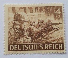 Waffen SS / MG Gewehr Schütze / Soldat / DEUTSCHES REICH / WK II. - BRIEFMARKE