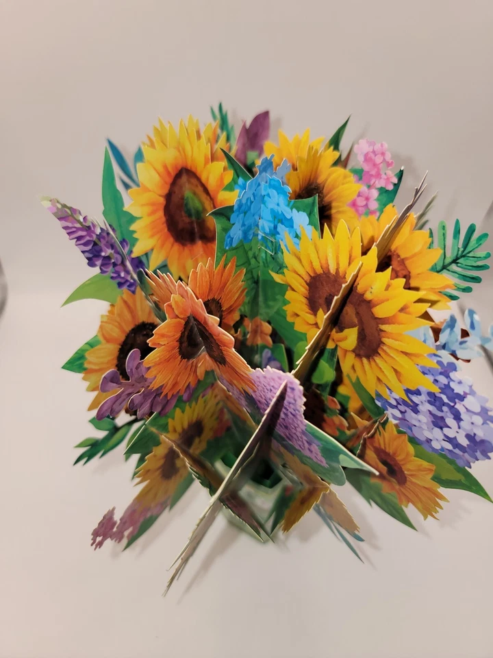 Pop Up Flower Bouquet Sunflowers With Vase Greeting Card  #48/49 - Image 3 of 4
