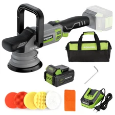 WORKPRO 20V Cordless 7 Speeds Brushless Dual Action Polisher Buffer Polisher Kit