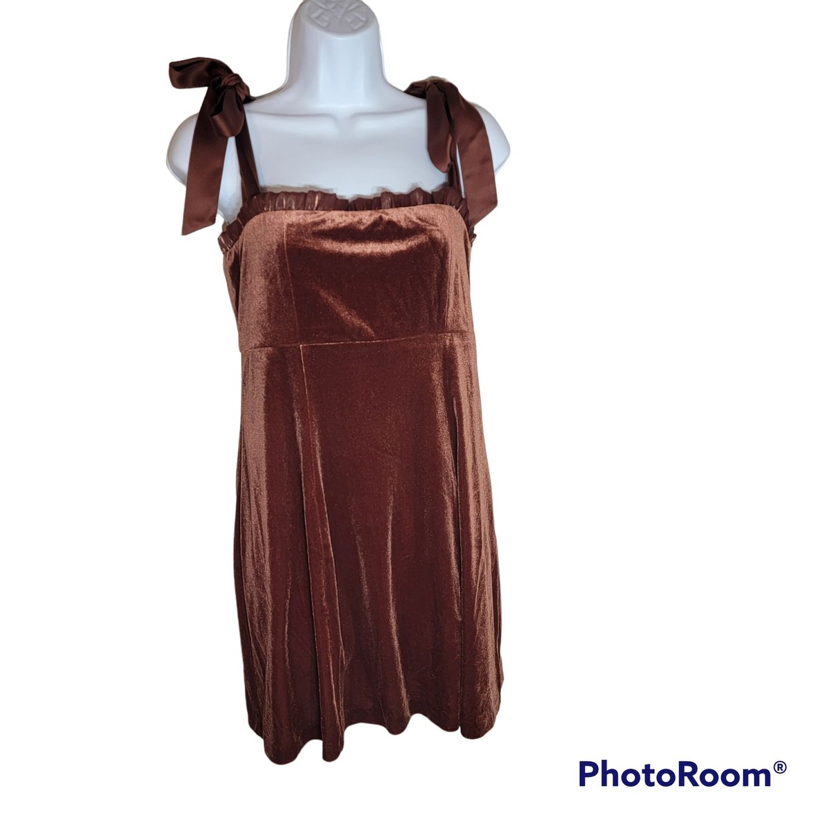 knee length dresses for ladies Deep Brown Velvet Mini Dress – AW main image 1