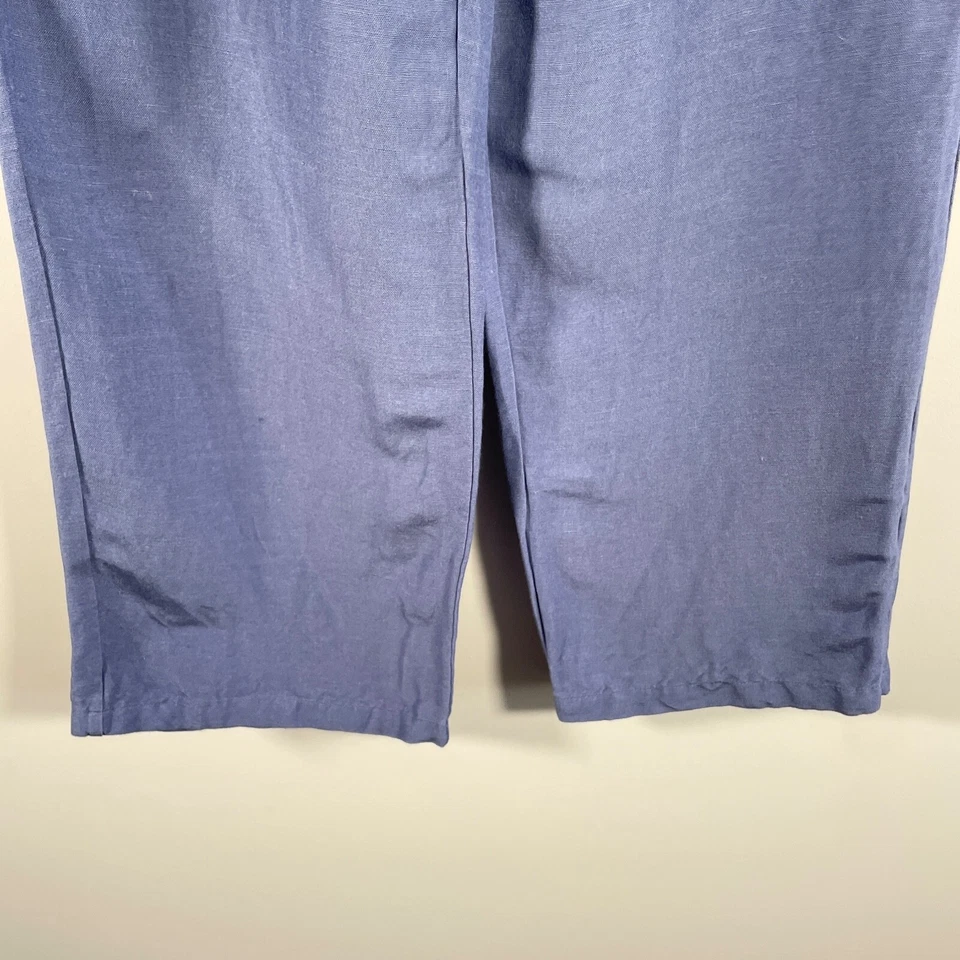 Pantalones Laura Ashley Mezcla Lino Pantalones Mujer Talla 8 Pierna Ancha Verano Retro Foto 4 de 4