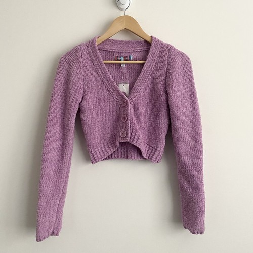 Urban Outfitters Lilac Long Sleeve Fuzzy Cropped Cardigan Size XS | eBay