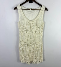 Staring At Stars Mini Dress Womens 6 Ivory Lace Overlay Sleeveless Boho Party