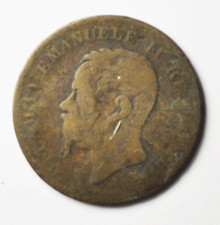 1862 N Italy 5 Centesimi Copper Coin  KM# 3.3
