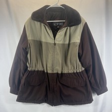 Iz Sport Women's Multi Brown Fur Trim Collared Full Zip Puffer Jacket Size Large