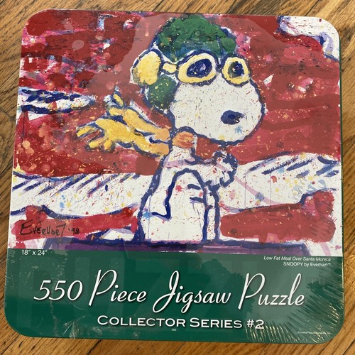 NEW Snoopy Low Fat Meal Over Santa Monica 550 Piece Jigsaw Puzzle Metal Tin 1998 - Picture 1 of 3