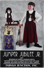 Indygo Junction 457 Girls 18" Doll Jumper Jubilee Applique Sewing Pattern Sz 2-8