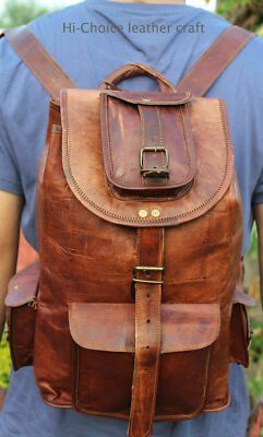Vintage Genuine Leather Laptop Backpack Rucksack Messenger Bag Satchel school