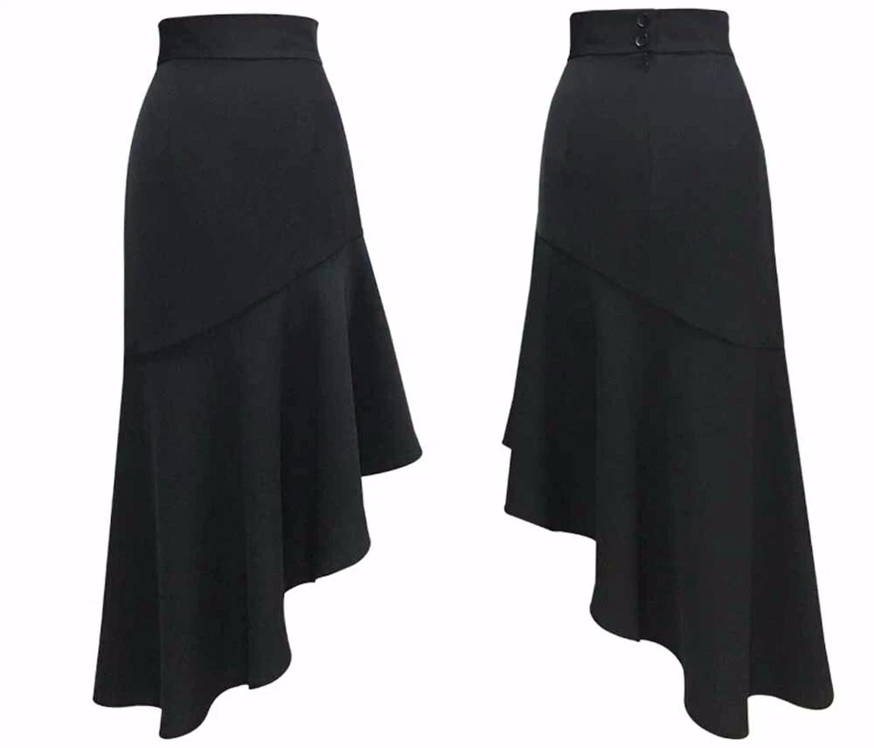 Falda asimétrica con volantes dobladillo irregular hecha a medida Plus 1x-10x Y808 Foto 2 de 3