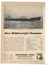 1953 Bethlehem Steel Ad: Sinclair Refining Co. P.C. Spencer Oil Tanker Spec List