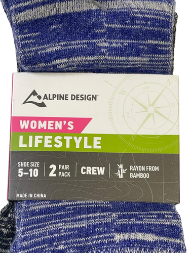 Alpine Design Donna Lifestyle Calzini 2-Pack, Viola / Crema, Scarpe Misura 5-10 - Foto 4 di 7
