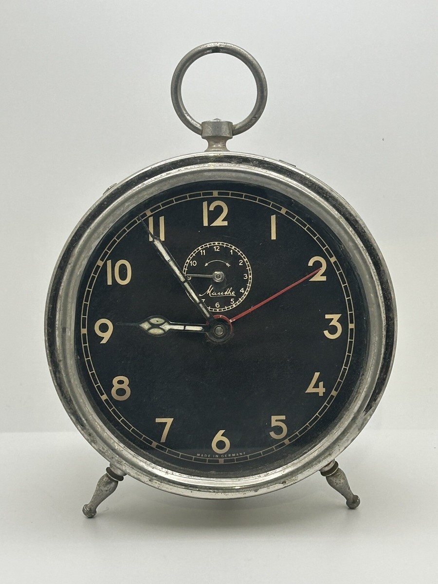 MAUTHE 1920's German Alarm Clock Windup Mechanical Not Tested