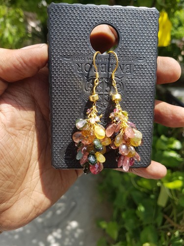 Pendientes Multi Turmalina Piedras Preciosas Plata de Ley 925 Hechos a Mano Joyería Regalo g55 - Imagen 9 de 14