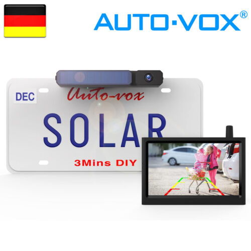 AUTO-VOX Solar Kabellos Rückfahrkamera mit Funk 5" LCD Monitor Einparkhilfen Set - Bild 1 von 6
