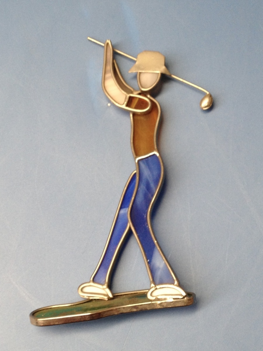 STAINED GLASS SUN CATCHER GOLF BUDDY TEE TIME COLLECTIBLE FIGURINE eBay