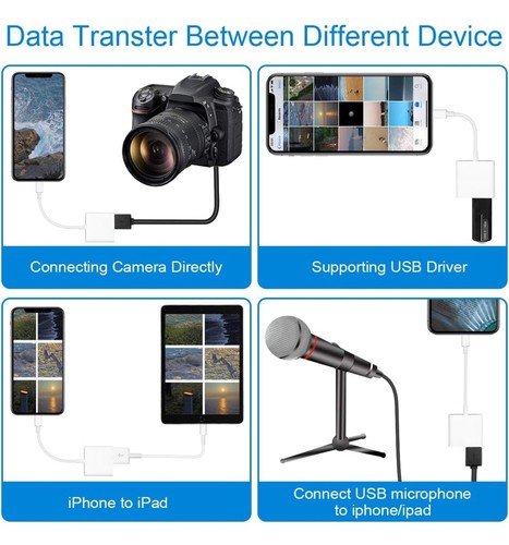 Câble de synchronisation de données Lightning mâle vers USB femelle OTG pour iPhone, Apple, iPad - Photo 4 sur 6