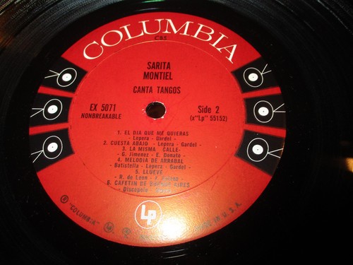1962 SARITA MONTIEL Sings Tangos US DG LP Columbia 6 Eye EX 5071 Latin VG/VG - Picture 2 of 3