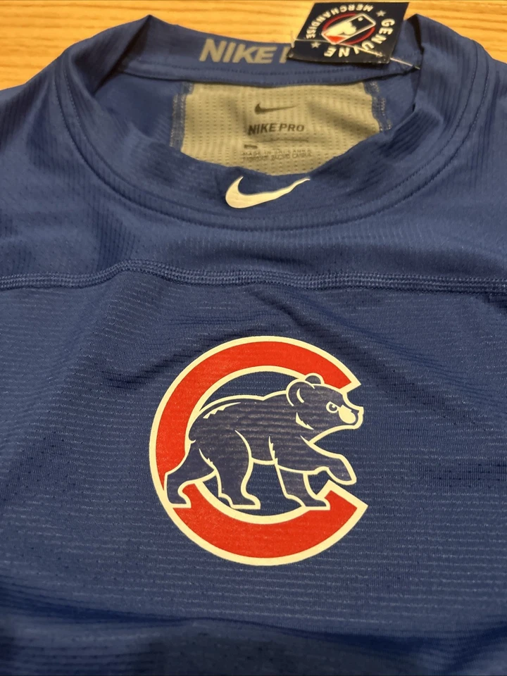 Nike MLB Chicago Cubs Nike Pro Player Issue Training Top LS Sz S Slim Fit Rare - Image 2 of 4