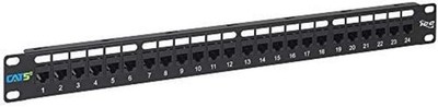 Cat5E Feed-Through Patch Panel, 24 Port, 1U Rackmount, RJ45 Ethernet Patch Panel
