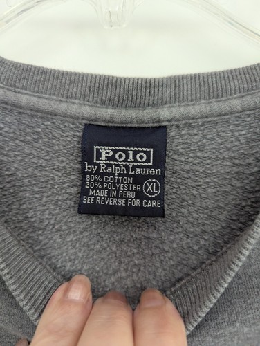 Vintage Polo By Ralph Lauren Women XL Gray Sweatshirt Blue Letters Preppy Casual - Picture 4 of 11