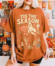 Comfort Colors® Vintage Halloween T Shirt Retro 'Tis The Season Skeleton Pumpkin