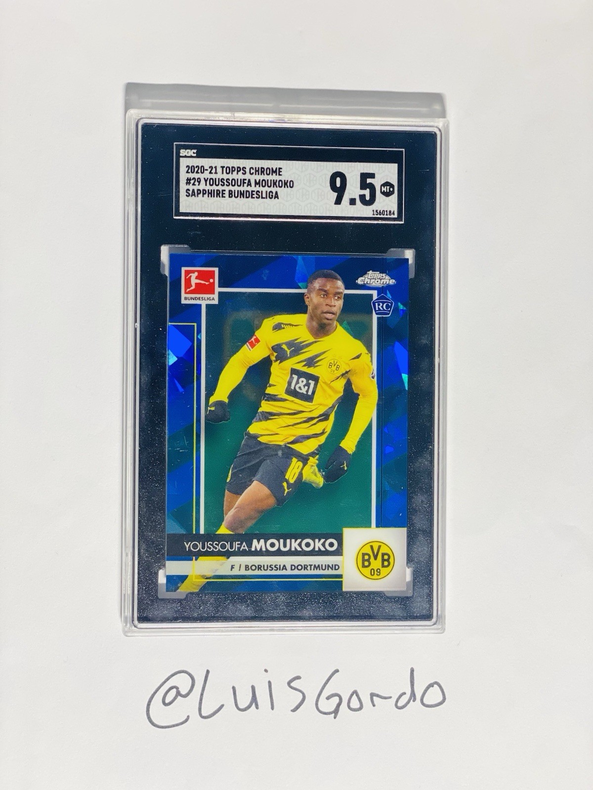 2020 Topps Chrome Bundesliga Sapphire Youssoufa Moukoko SGC 9.5 Rookie RC SP