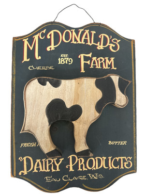 Vintage Wooden Sign McDonald's Farm est 1879 Eau Claire Wisconsin