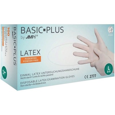 Einw.-Handsch.Basic Plus Gr.L hellbeige Latex EN 455 PSA I 100 St./Box AMPRI