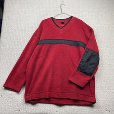 VTG Cherokee Sweater Men XL Red Pullover Polar Fleece V-Neck Outdoor Gorpcore