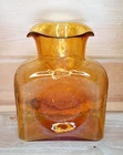 Blenko Amber Double Spout Water Pitcher Vase 384 MCM Retro Glass
