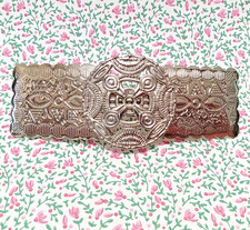 Vintage Hair Clip SW Western Barrette Silver Tone Metal