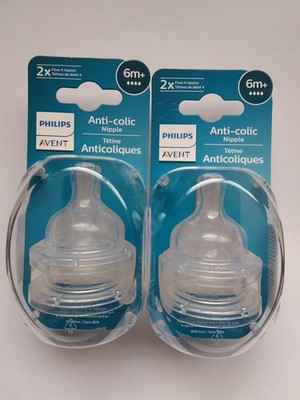 Brand New 4ct Philips Avent Anti-Colic #4 Flow Nipples For Ages 6 Mos+