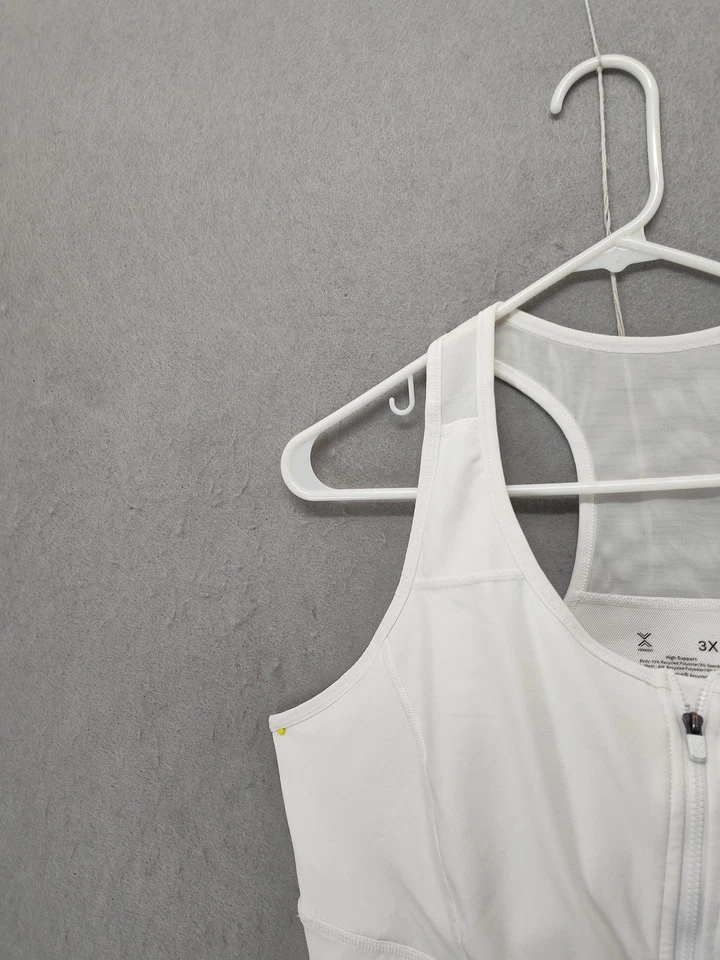 Sujetador deportivo Xersion para mujer 3X blanco soporte alto cremallera frontal malla trasera gimnasio deportivo Foto 2 de 4