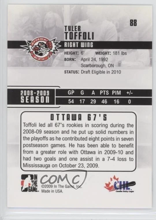 2009-10 ITG Heroes and Prospects Tyler Toffoli #88 - Image 2 of 2