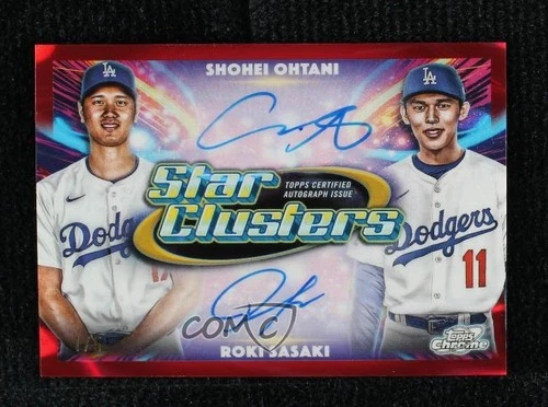 2025 Topps Cosmic Chrome Red Flare 1/5 Shohei Ohtani Roki Sasaki Rookie Auto RC