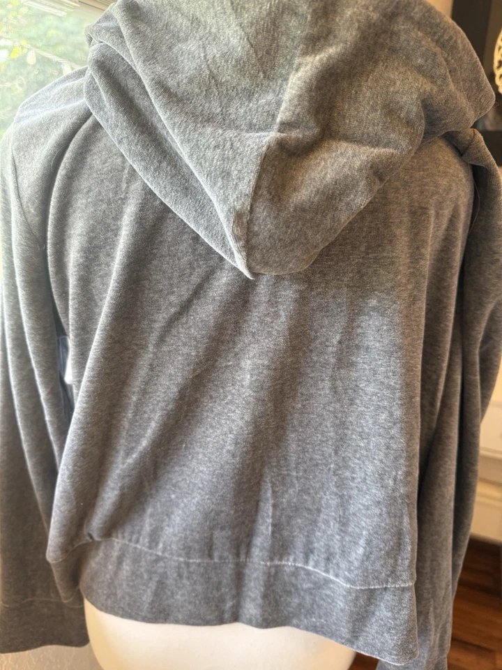 Ladies, Gray Zip Up Sequin Hoodie New With Tags Size Large - Image 3 of 4