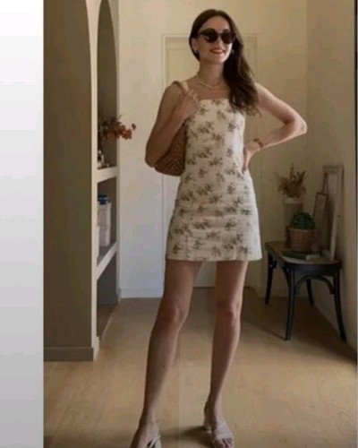 Sezane Linen Summer Mini Dress Cream With Yellow Flowers Size 34 - Picture 4 of 9