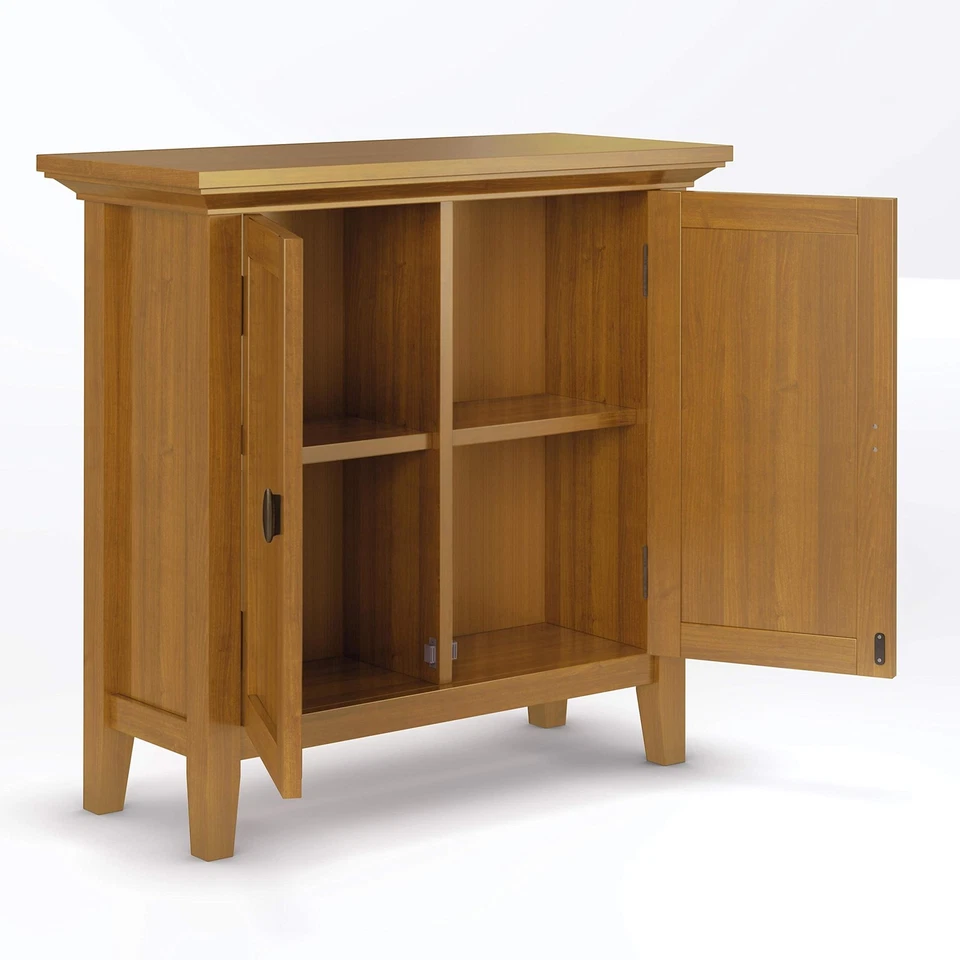 Redmond SOLID WOOD 32 inch Wide Transitional Low Storage Cabinet in Light Gol... - Image 3 of 4