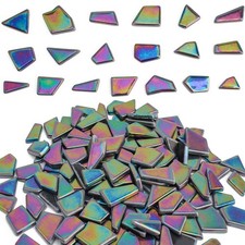 Youway Style Iridescent Glass Mosaic Tiles for Crafts Bulk,200g 200g, Black