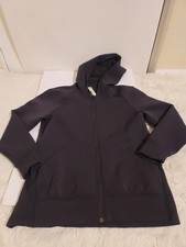 Lululemon Size 8 Jacket Women Black Hooded Long Glyde Along Softshell .