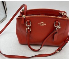Coach Red Pebbled Satchel Zip Top Detachable Crossbody Strap Gold Hardware
