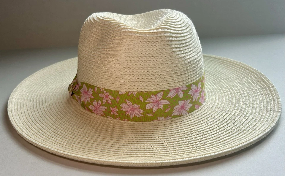 2025 Masters Damas Dorfman Pacific Sombrero de Paja Natural Verde y Rosa Banda Cinturón Foto 2 de 3