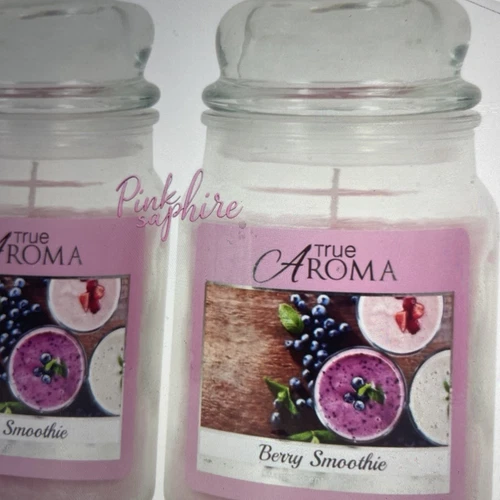 2 True Aroma Large Mason Jar Scented Candle - Berry Smoothie- 80h Burn