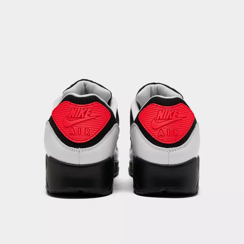 Men’s Nike Air Max 90 Shoe-White/Black/Bright Crimson/Light Smoke Grey — product photo 3 of 7