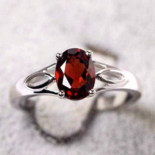 2.00Ct Oval Cut Red Garnet Diamond Women's Engagement Ring 14k White Gold Finish