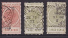 SOUTH AUSTRALIA 1903-06  4d Orange & 3d Green QV LONG TYPE POSTMARKS  (RL56)