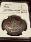 Rainbow Toned 1883-O Silver Morgan Dollar NGC MS62 Rainbow Toning!