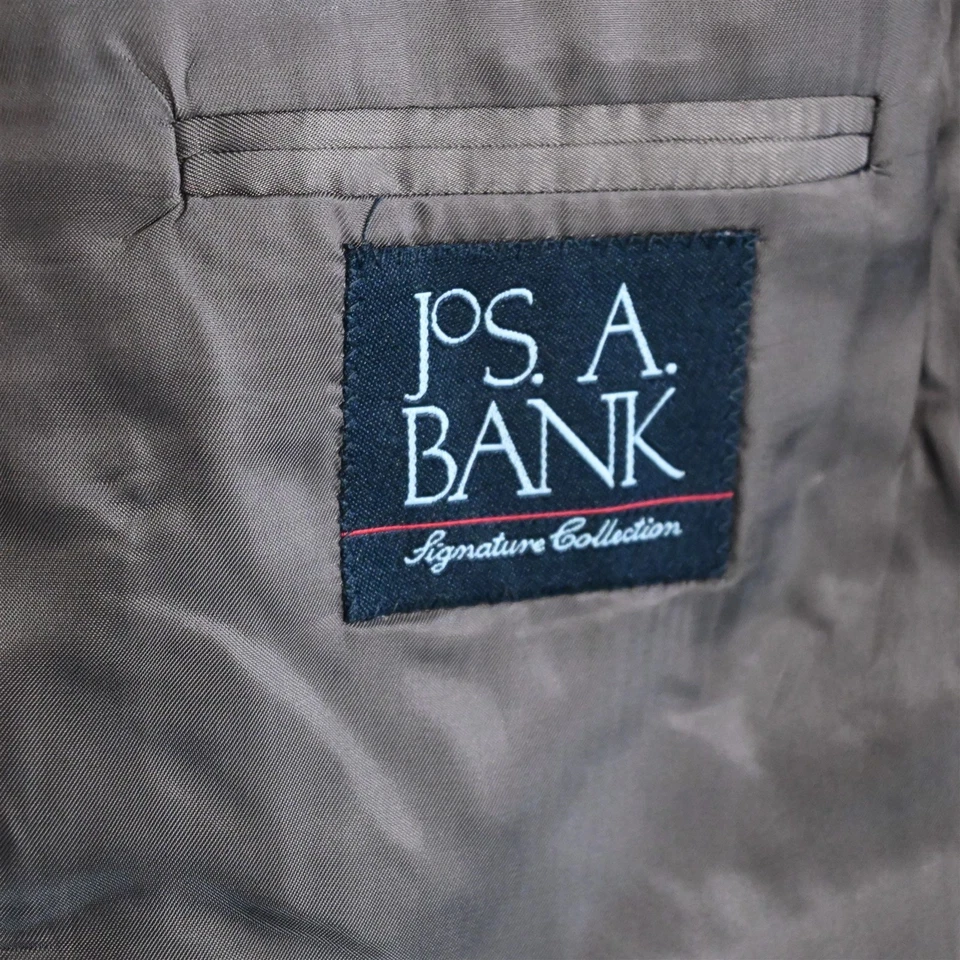 Jos A Bank 44L 38x36 Brown Nailshead 100% Wool Mens Jacket Pants Suit - Image 4 of 4