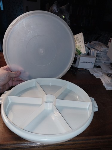 Tupperware 405-1 Party Snack Vegetable Relish Tray, Handle & 13" Lid Seal 224-9 - Picture 1 of 11