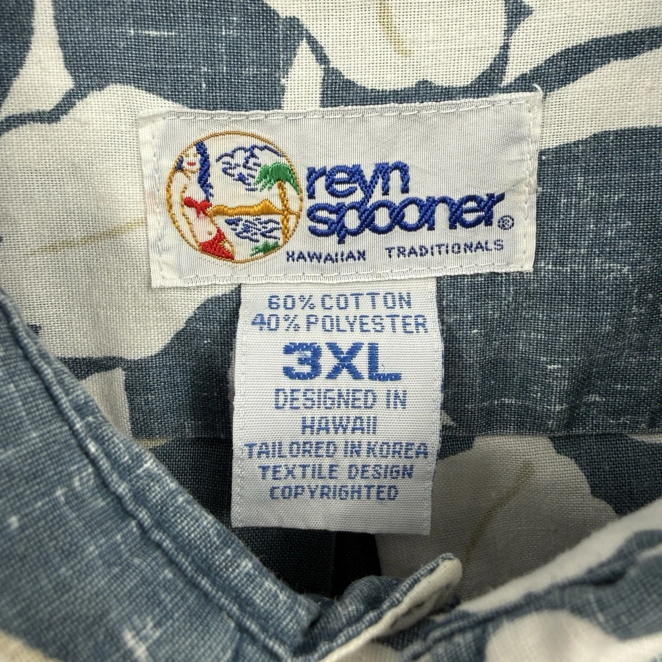 Vtg 90s Reyn Spooner Sz 3XL Hawaiian Popover Kloth Floral Blue bold Tropical - Image 3 of 4